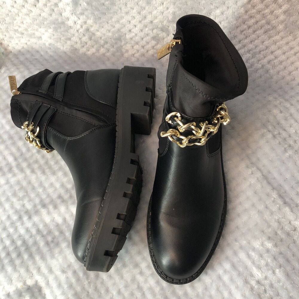 Jones New York Womens Sz 7 Black Ollee Chain Link Ankle Boot Bootie Black - Picture 9 of 14